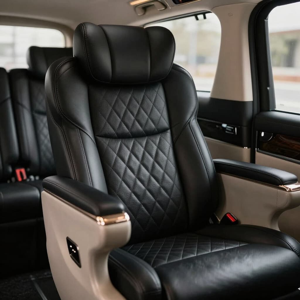 Quilted black leather captain's chair